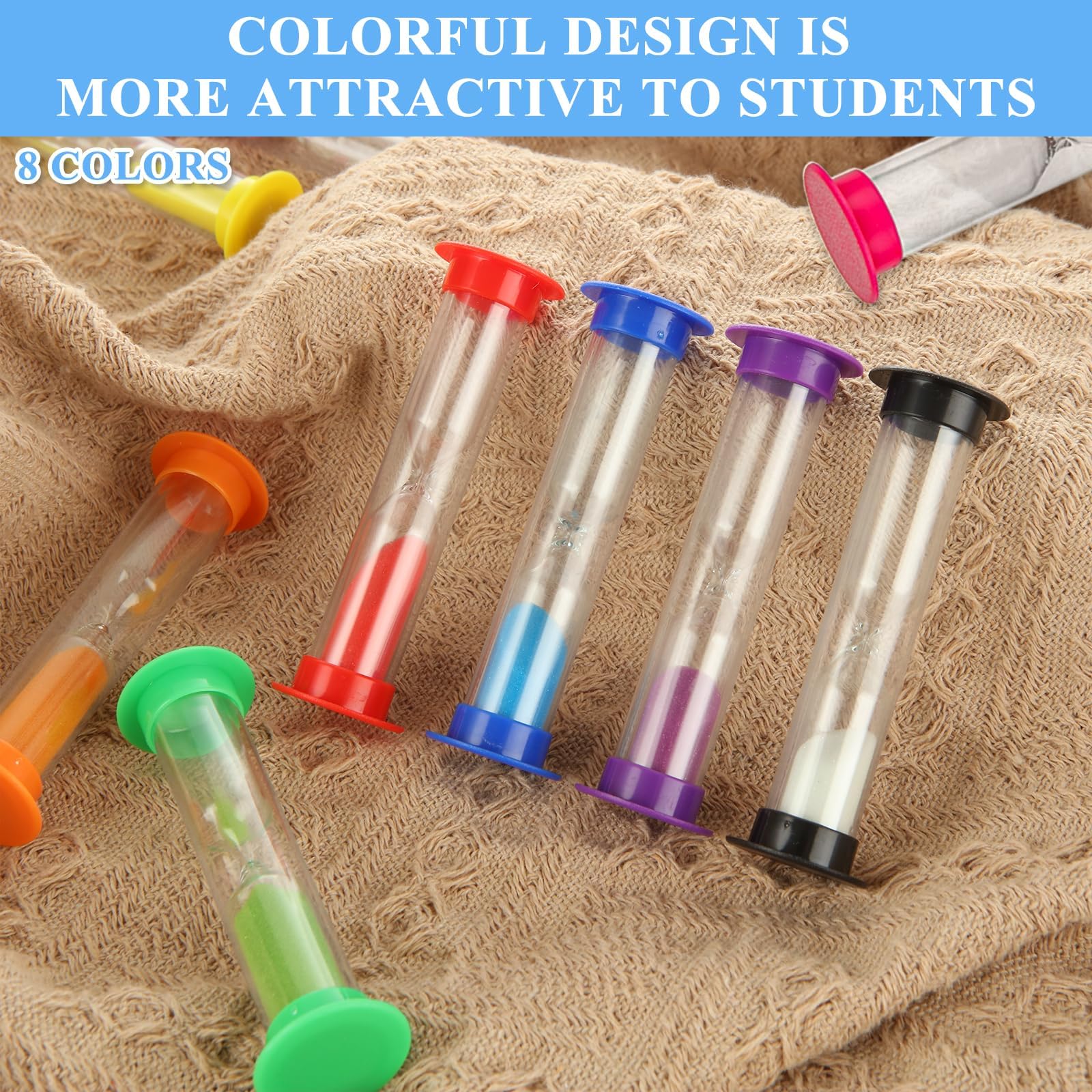 WOPPLXY 48 timer a sabbia da 2 minuti, orologio colorato a clessidra, timer a clessidra in plastica, piccole ore di orologio in plastica per l'apprendimento in classe