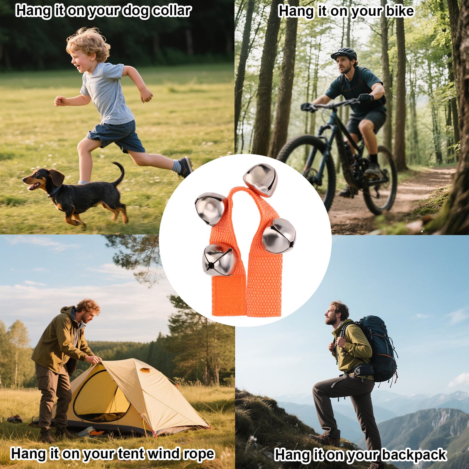 Lyreh Campanello Orso, Campanello Anti Orso Portatile e Rumoroso per Escursionisti Prodotto di Sicurezza con Chiusura a Strappo Cinturino per Cani Ciclismo Pesca Campeggio Arrampicata(Arancione)