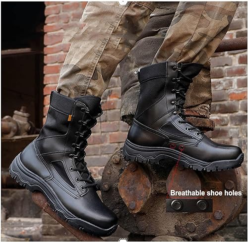 Miniatura 7 de Botas militares para hombre, botas tácticas, ligeras y duraderas, botas de trabajo al aire libre, combate, selva, antideslizantes, botas de