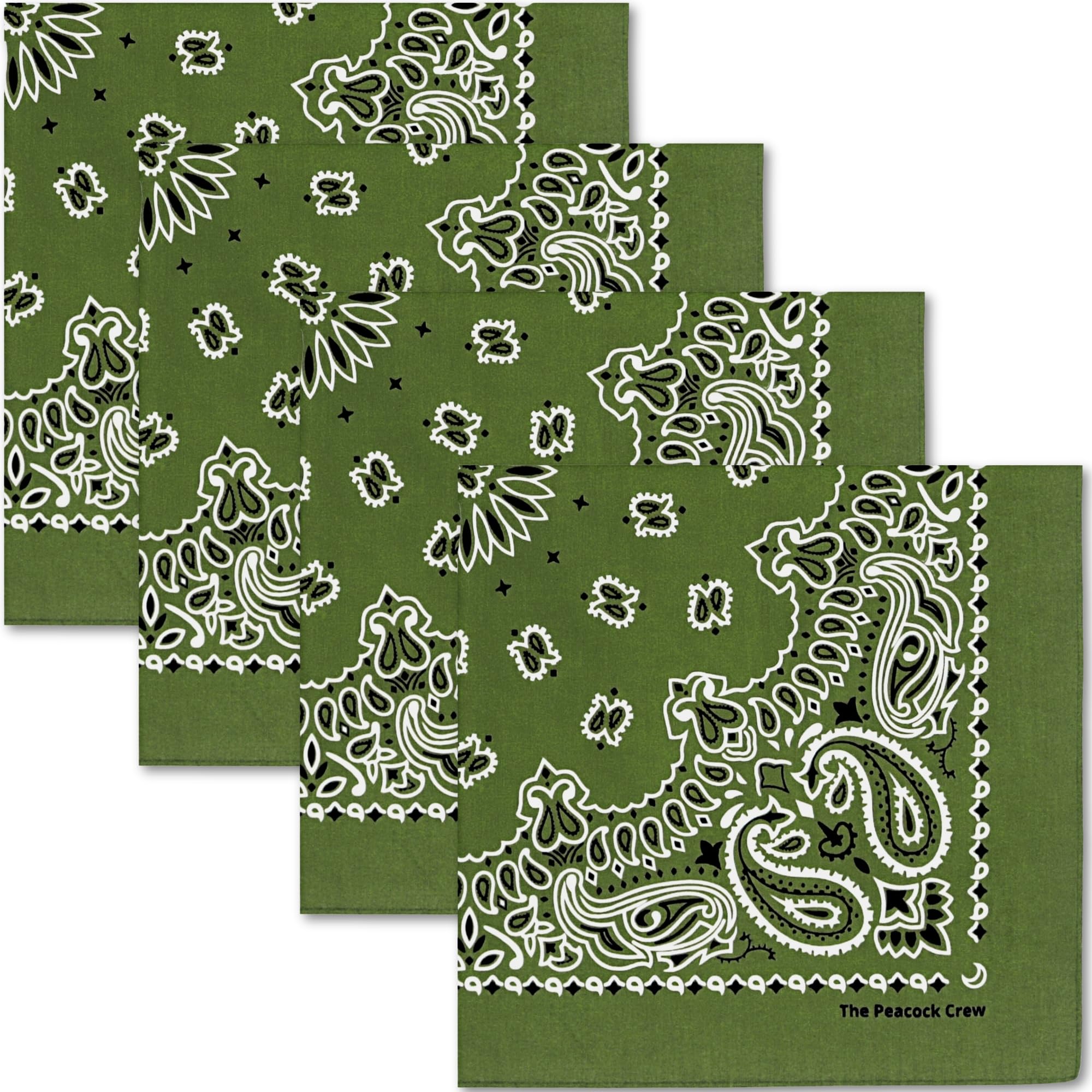 The Peacock Crew Premium Soft Cotton Bandanas Pack for Men and Women Paisley 22 x 22 inches