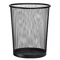 D.RECT Cestino per la Carta XXL | 19L, 27x28cm, Forma Circolare | In Rete| Cestino Gettacarte Metallo| Cestino Carta Ufficio | Nero