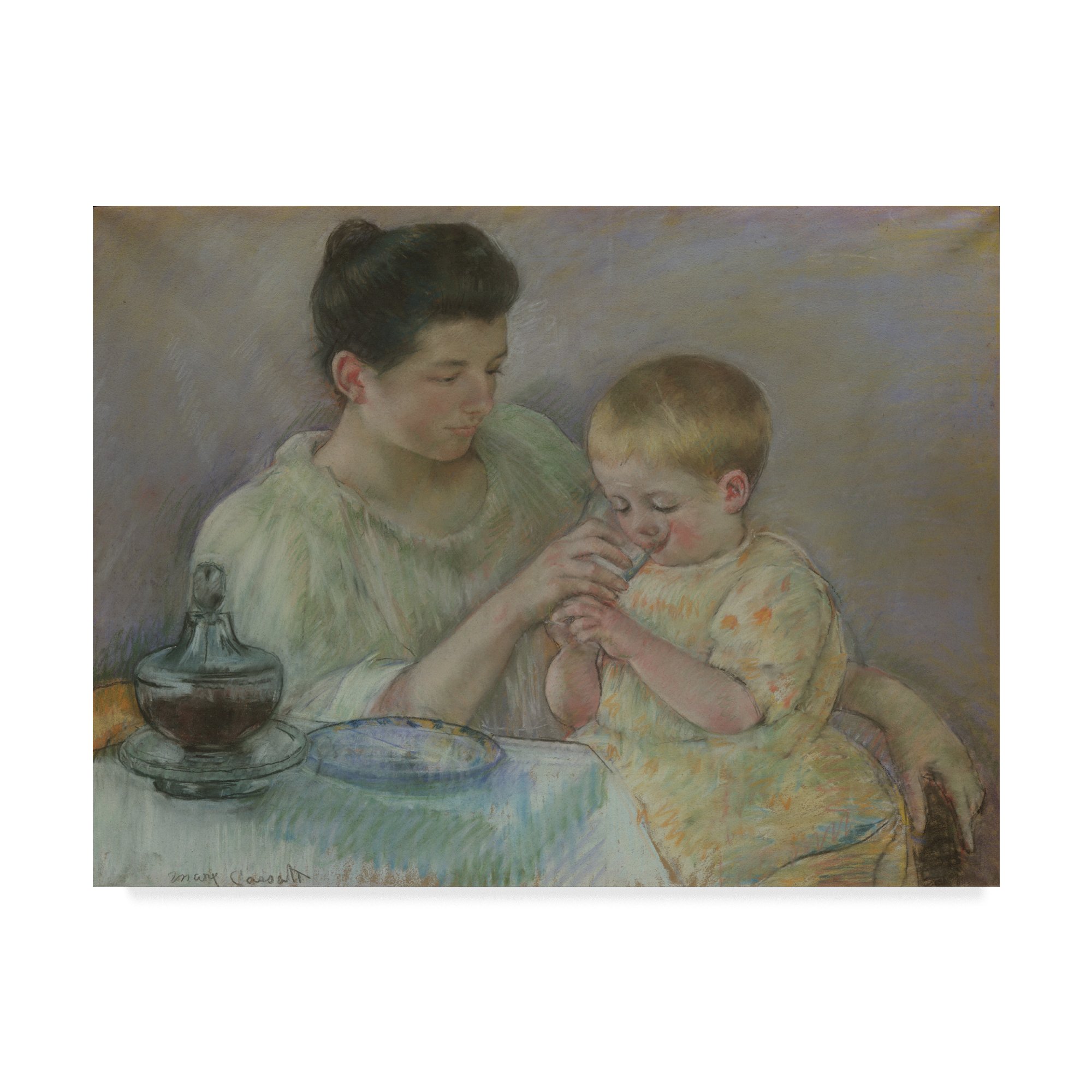 Trademark Fine Art Mother Feeding Child by Mary Stevenson Cassatt, 18x24-Inch, Multicolor