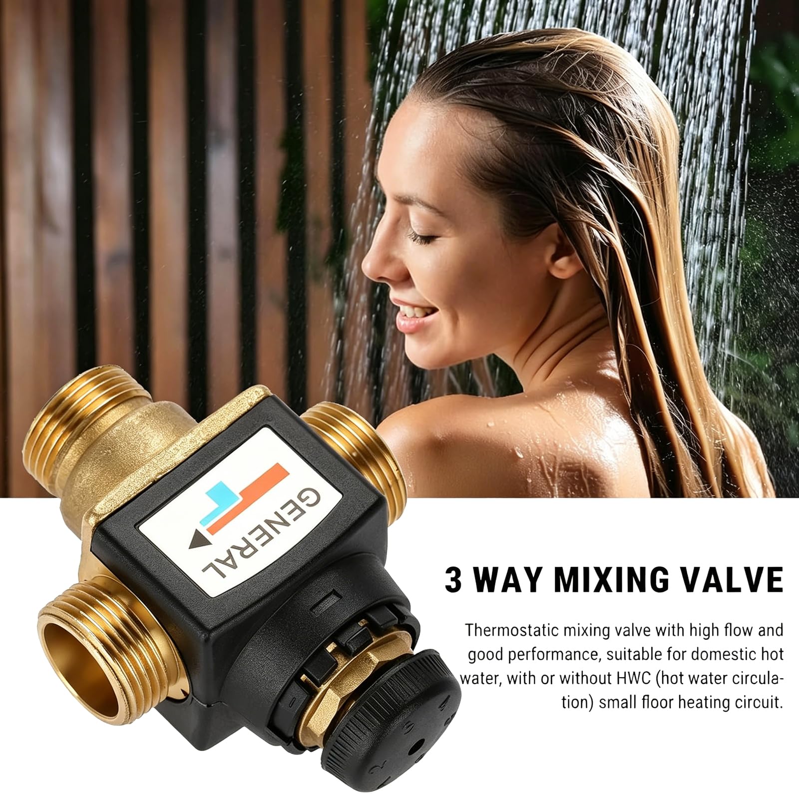 Valvola Miscelatrice DN20 per Scaldabagno, Valvola Miscelatrice Termostatica, Interruttore Automatico Dell'Acqua Calda per Doccia In Ottone, 35 A 60 ℃, per Rubinetto da Bagno E Cucina (Maschio)