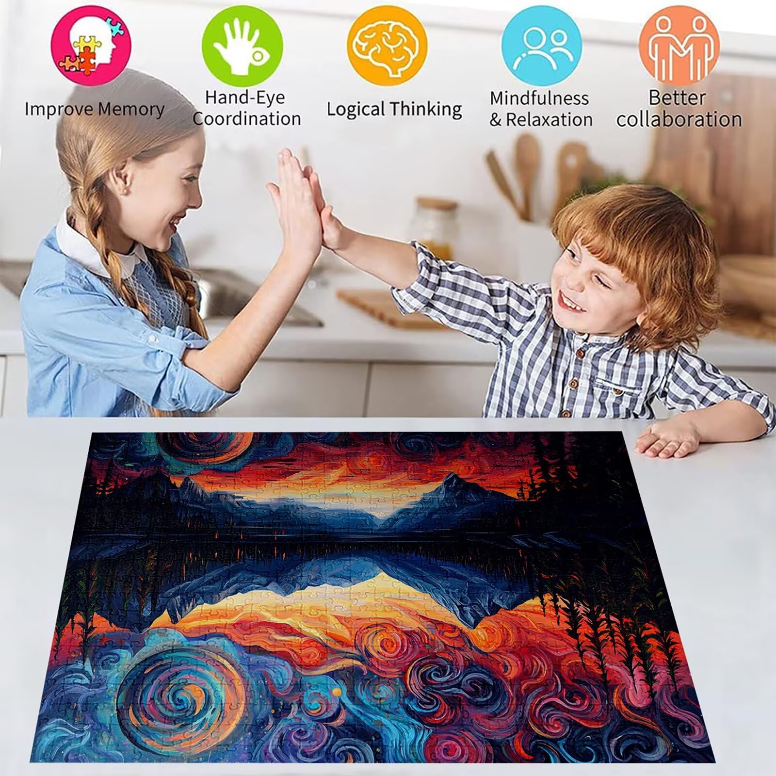 Puzzle 4000 elementów Jezioro Puzzle dla dorosłych Góry 141 x 87 cm Unikalne Rzemiosło Klasyczne 3D Drewniane układanki do rodzinnych gier aktywnych, układanka do samodzielnego wykonania nawet do