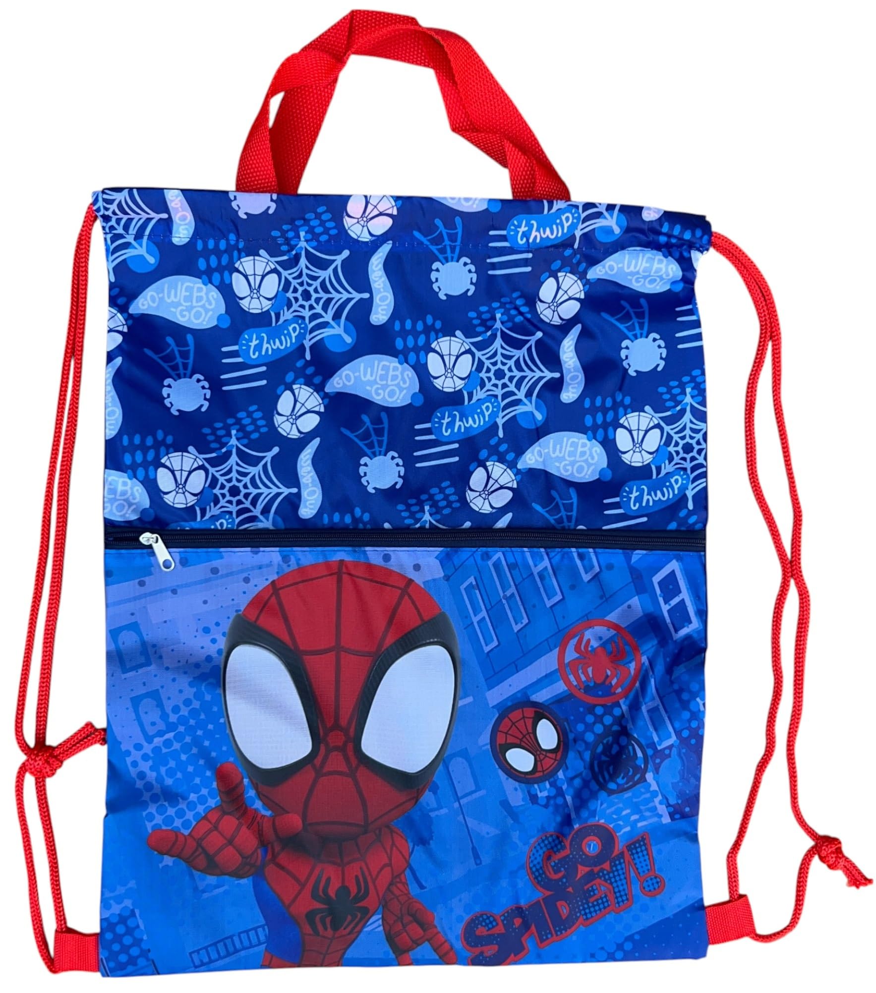 CARTOON Sacca Spidey Marvel con tasca frontale zaino con chiusura a coulisse borsa per bambini 45 x 34,5 cm scuola palestra tempo libero