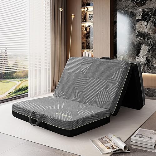 Tri Folding Memory Foam Mattress Full Size - Handle &