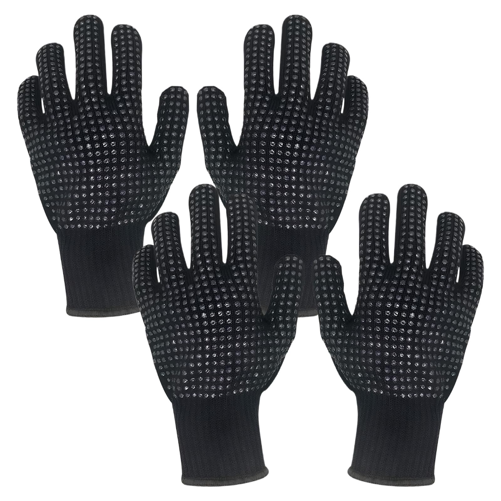 Uoxmiy 2 Pairs Of Oven Gloves Heat Resistant,Long Wrist Silicone Oven Gloves With Fingers Heat Resistant 800°C / 1472°F For Barbecue Cooking Grilling Smoker Welding Soldering