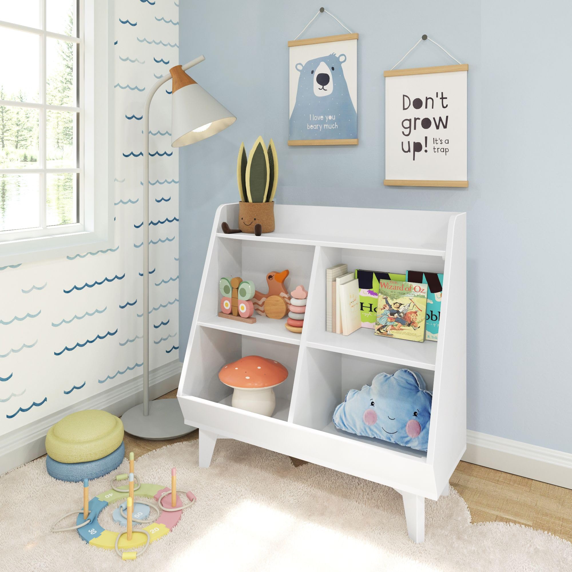 Amazon.com: Max & Lily Modern Angled Frankie Bookcase with 3