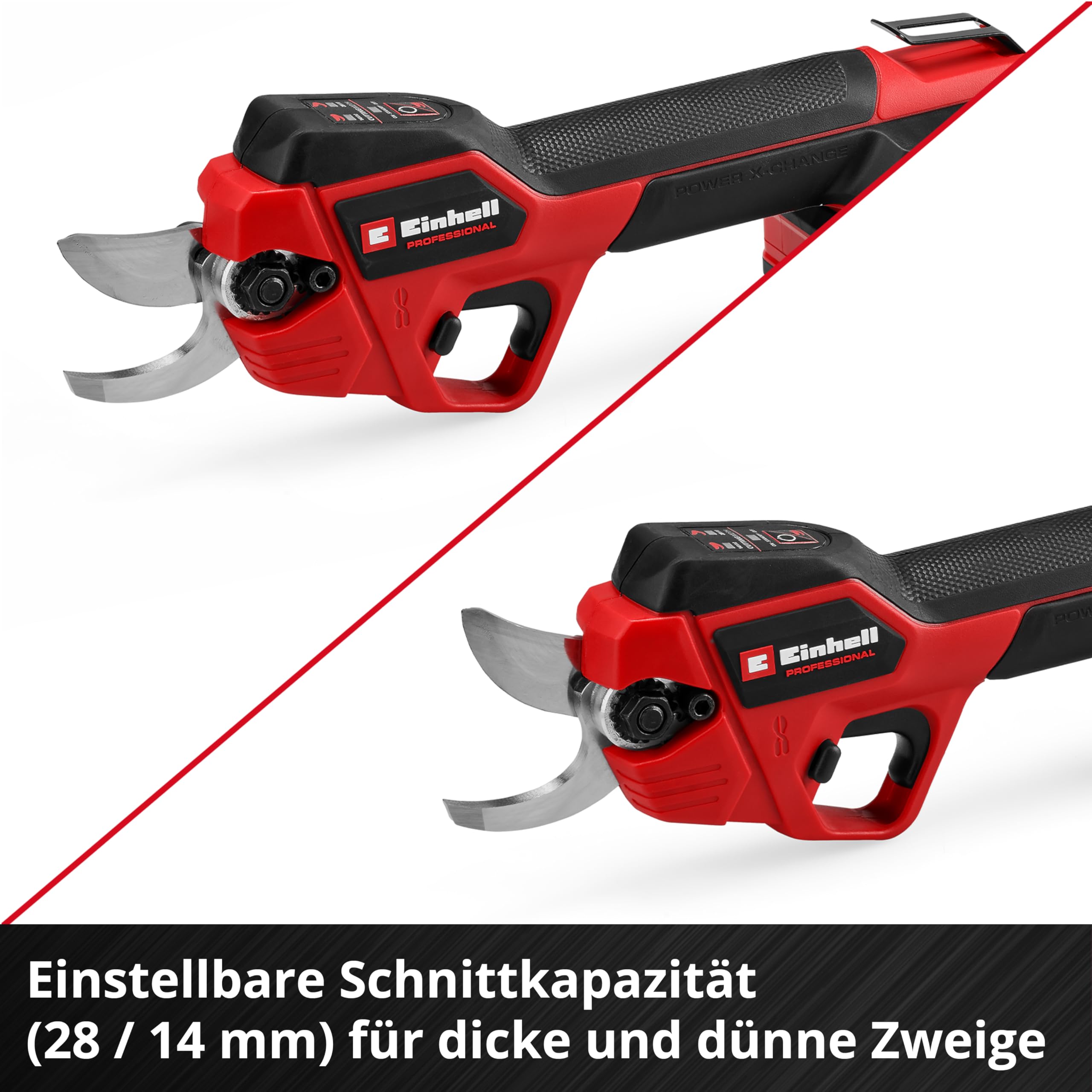 Einhell Professional Akku-Astschere GP-LS 18/28 Li BL-Solo Power X-Change (18 V, einstellbare Schnittkapazität, bis 28 mm Aststärke, Bypass-Klingen, Gürtelclip, ohne Akku)