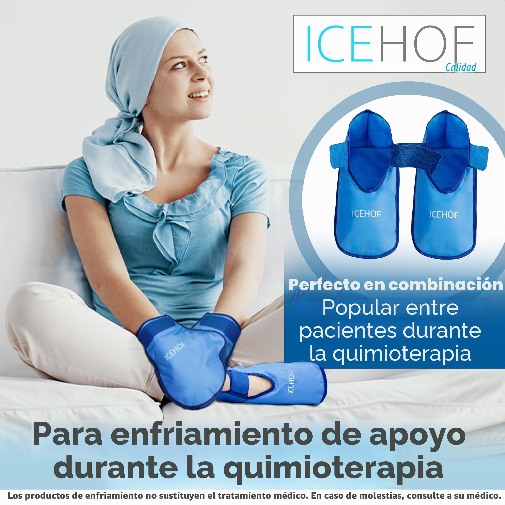 ICEHOF Guantes de refrigeración [2X] Tejido suave – Guantes refrescantes para manos/dedos para quimioterapia/reumatismo – Guantes de gel para el frío