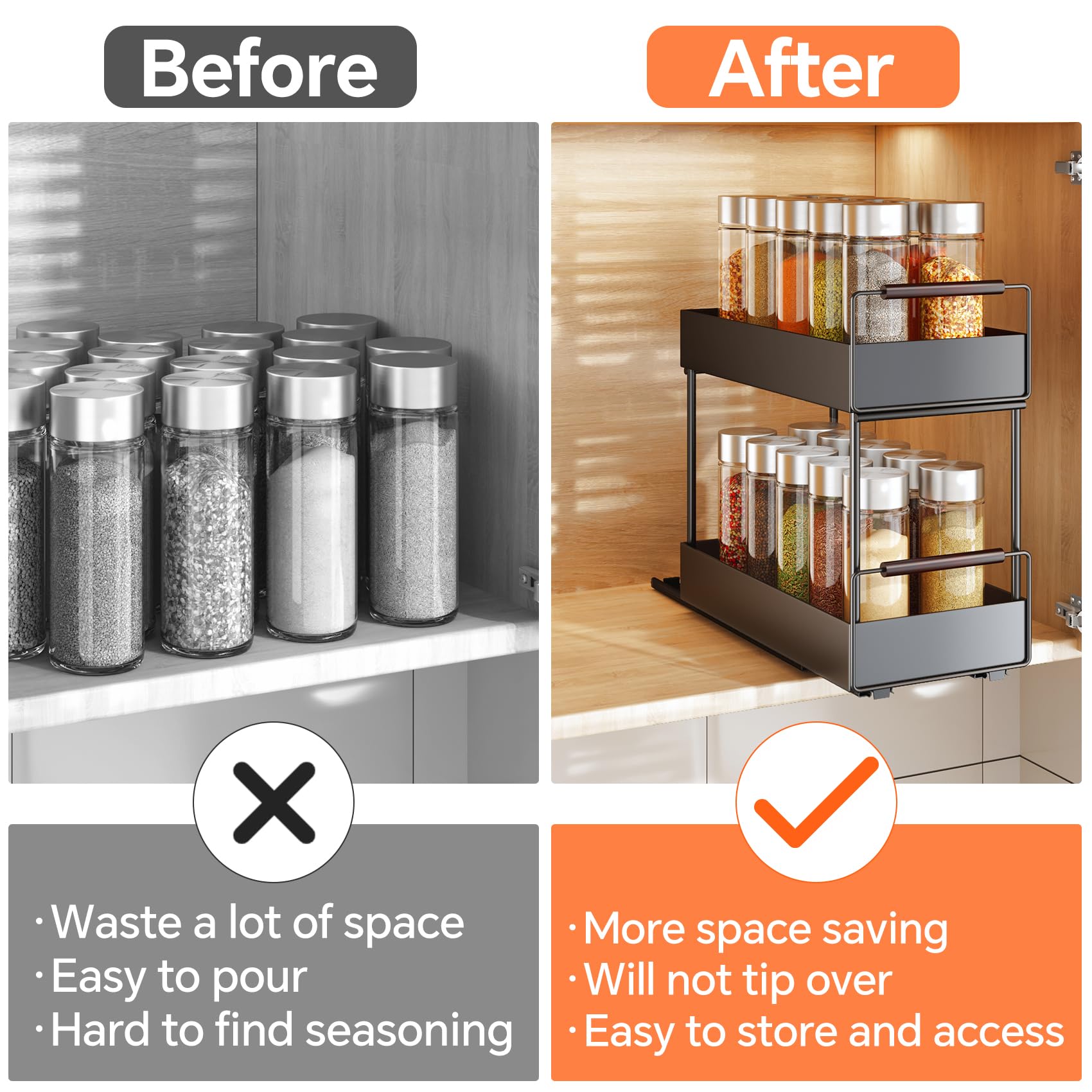 Snapklik.com : Pull Out Spice Rack Organizer For Cabinet,Vertical Slide ...