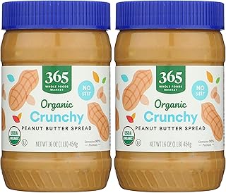 365 by Whole Foods Market, Organic Crunchy Peanut Butter, 16 Ounce (Pack of 2)