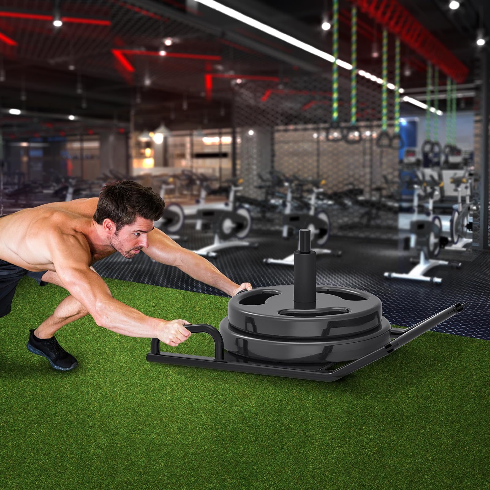 Dolibest Trineo de pesas portátil, trineo de entrenamiento con asas, trineo de empuje y tracción para entrenamiento de fuerza y velocidad, diseño innovador para espacio libre de obstáculos, adecuado