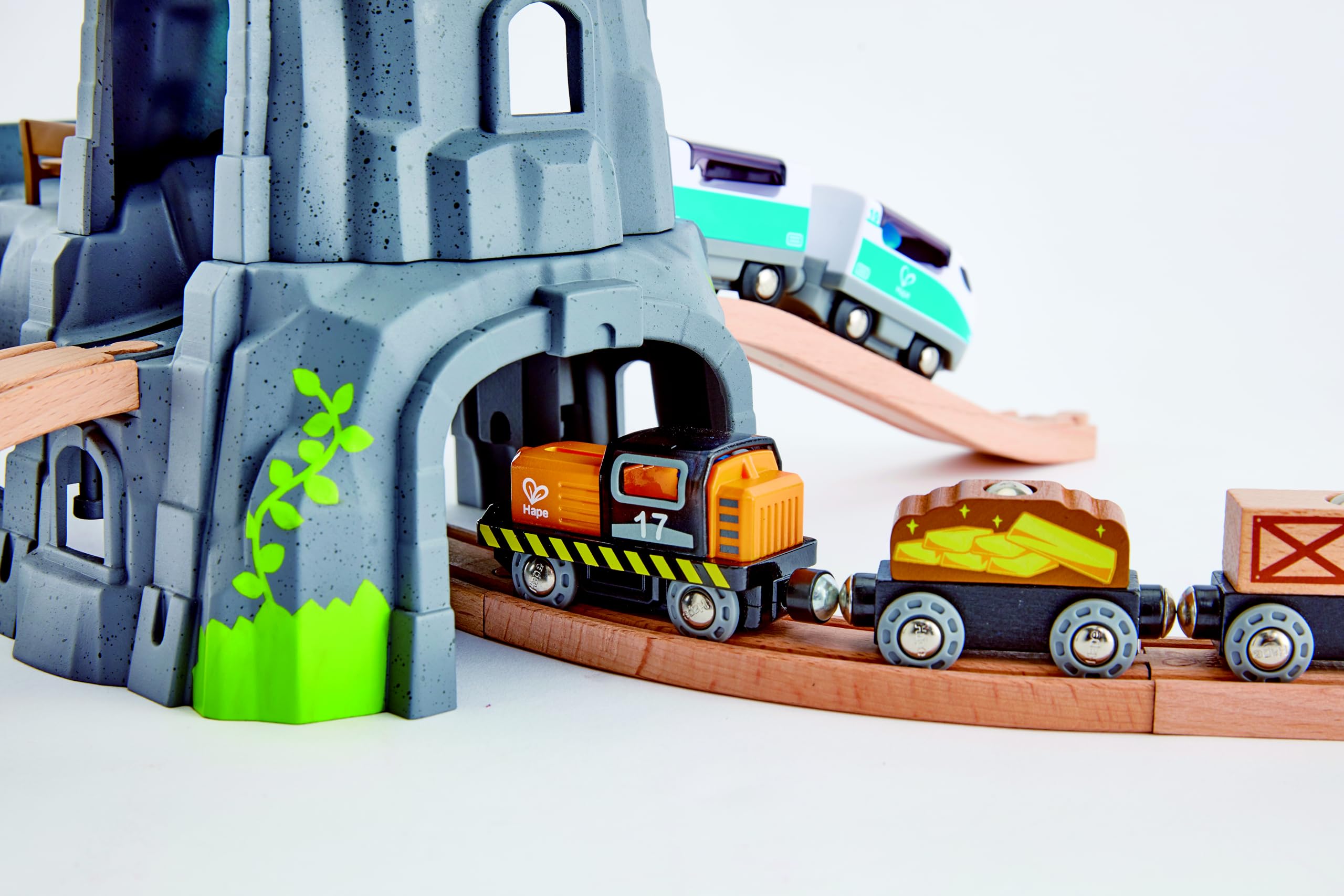 Hape E3739 Light and Sound Mountain Tunnel - Wooden Train Track Accessories
