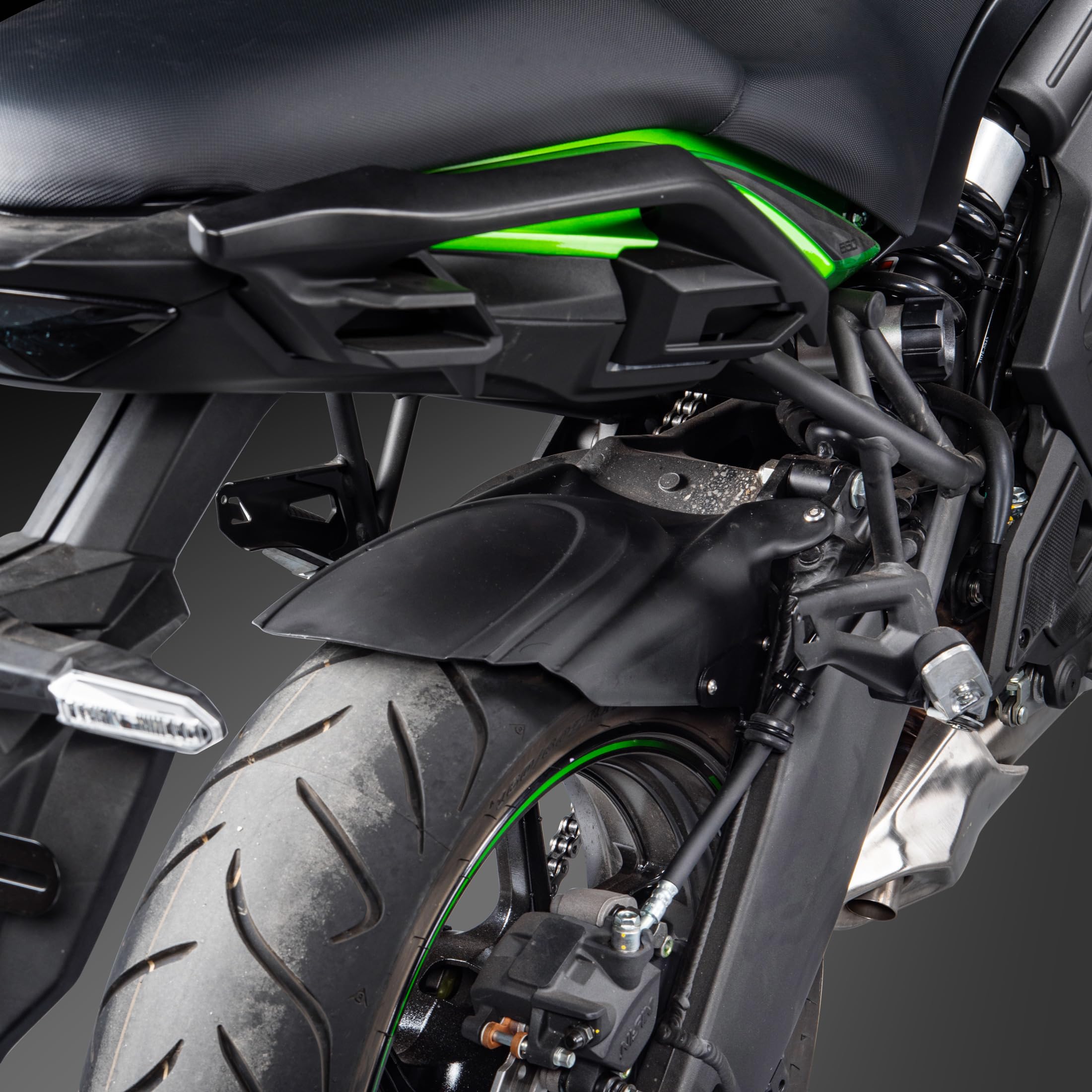 Motorrad Hinterrad-Kotflügel für Versys650 2015 2016 2017 2018 2019 2020 2021 2022 2023 2024 2025 Heck Schmutzfänger Schutz Spritzschutz ADV Sport Reiseschutz (Schwarz)