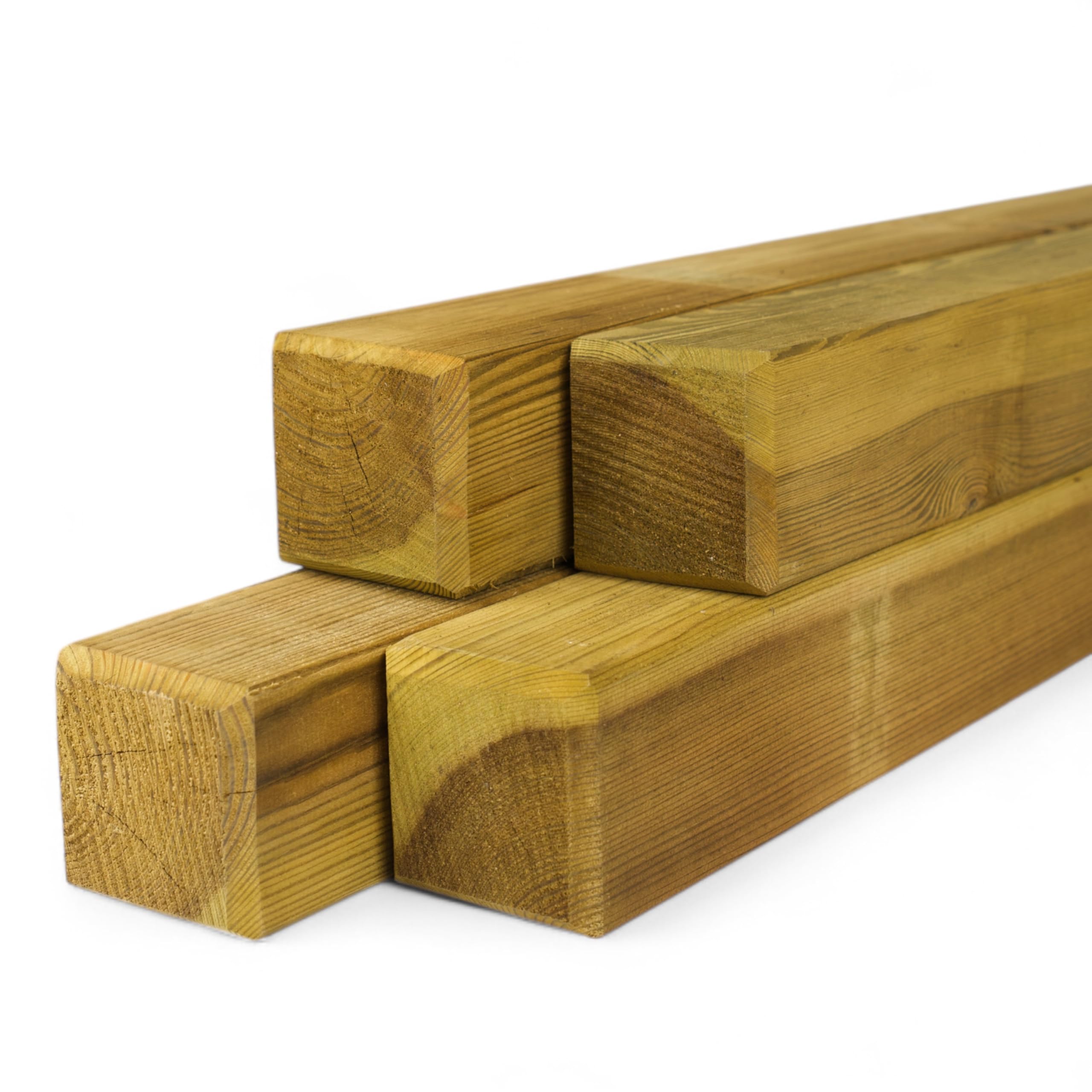 Juego de 4 postes cuadrados para valla KDI, verde opaco, 9 x 9 cm, longitudes 100 – 150 cm, madera de coníferas impregnada, resistente a la intemperie, duraderos, postes para vallas, proyectos de