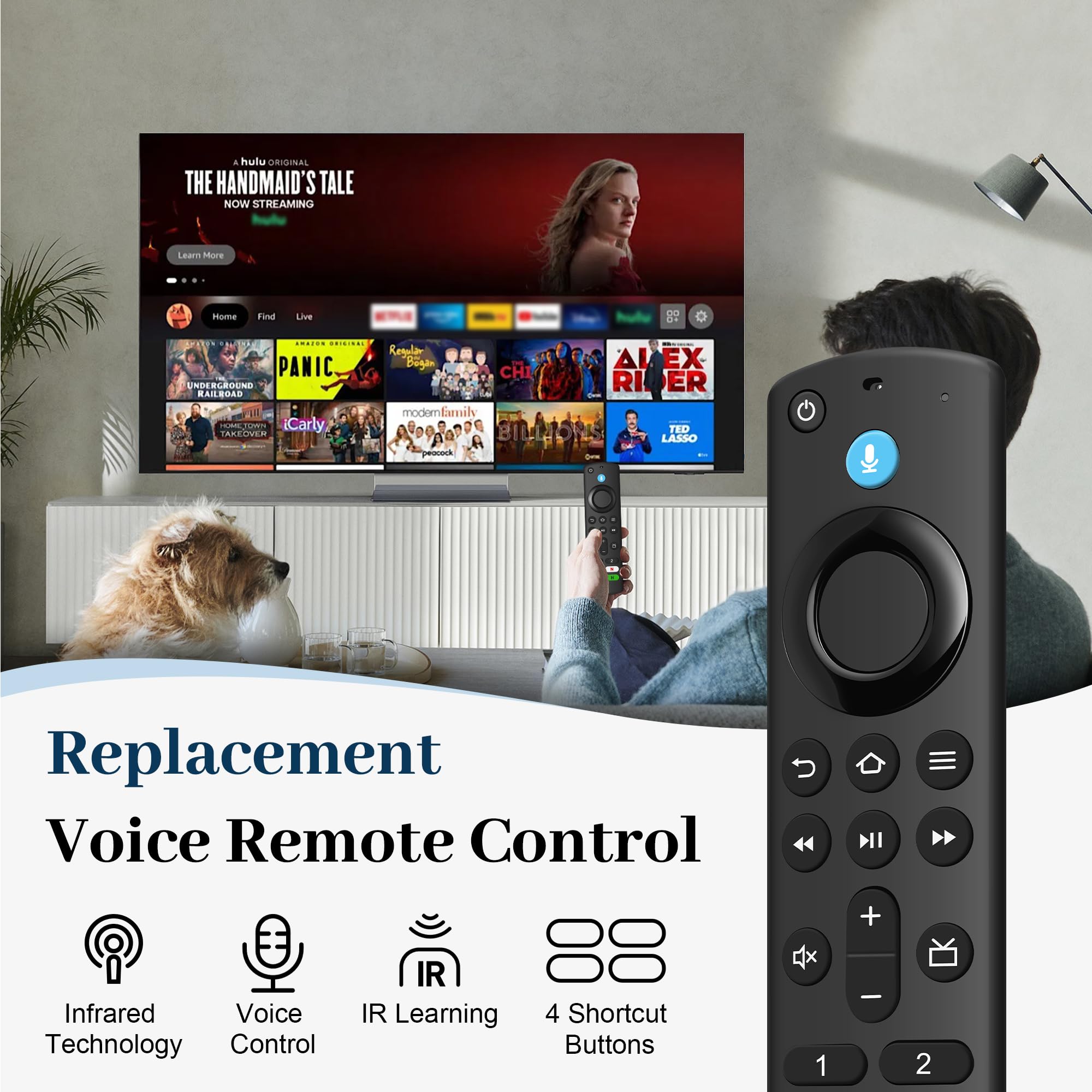 Zamienny pilot głosowy do wszystkich telewizorów Smart TV z serii Fire, TV Cube (1. / 2. generacji)/Stick, pasuje do Stick 4K Max/4K (1/2. generacji), Stick (2. generacji)/Lite/HD, do wszystkich serii