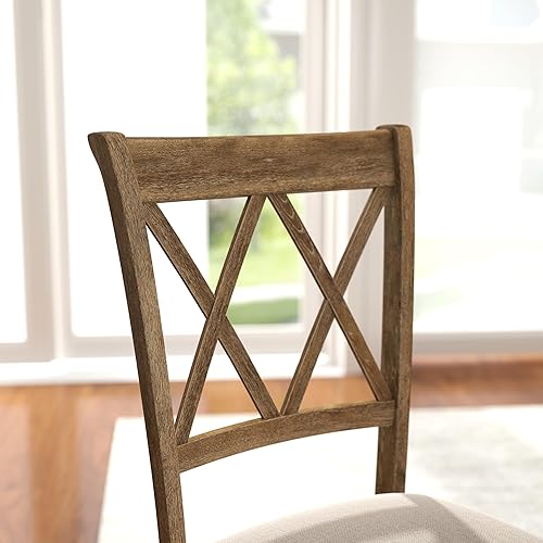 Miniatura 12 de Roundhill Furniture Havre - Juego de comedor de 5 piezas, mesa redonda de pedestal con 4 sillas elegantes, roble