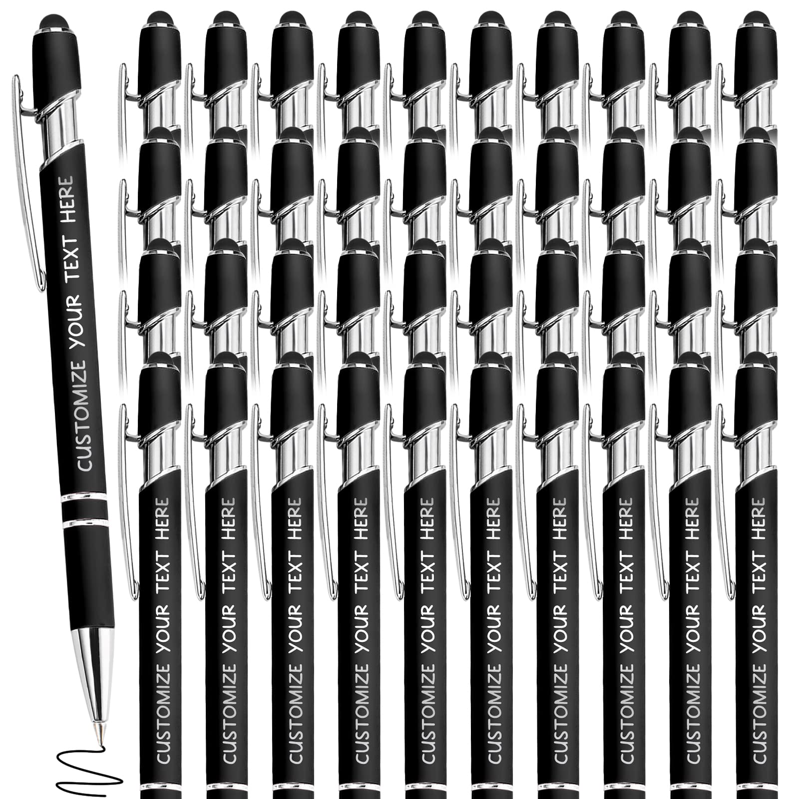 Yananka Custom Pens with Stylus, Personalized with Free Engraving and Business Name Text Message for Business, Graduation, Anniversaries (Up to 500pcs