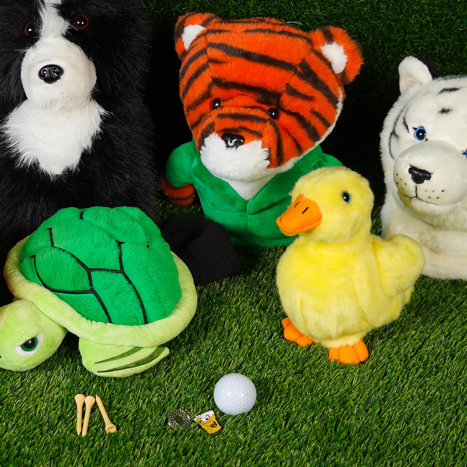 Copritesta divertente per mazze da golf, in peluche, con motivo Border Collie, adatto per teste di driver standard da 460 cc