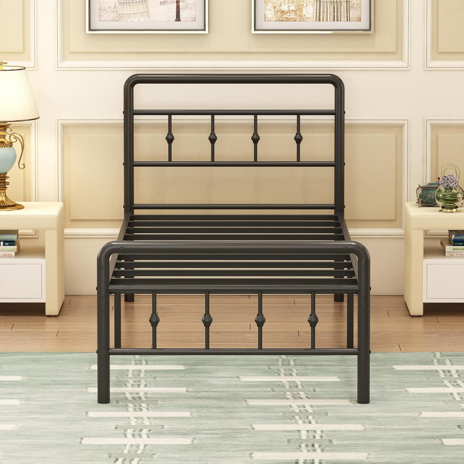 EMODA 16 Inch Twin XL Bed Frames with Headboard and Footboard, Heavy Duty XL Twin Metal Slats Support Mattress Foundation, No Box Spring Needed, Easy Assembly - Image 7