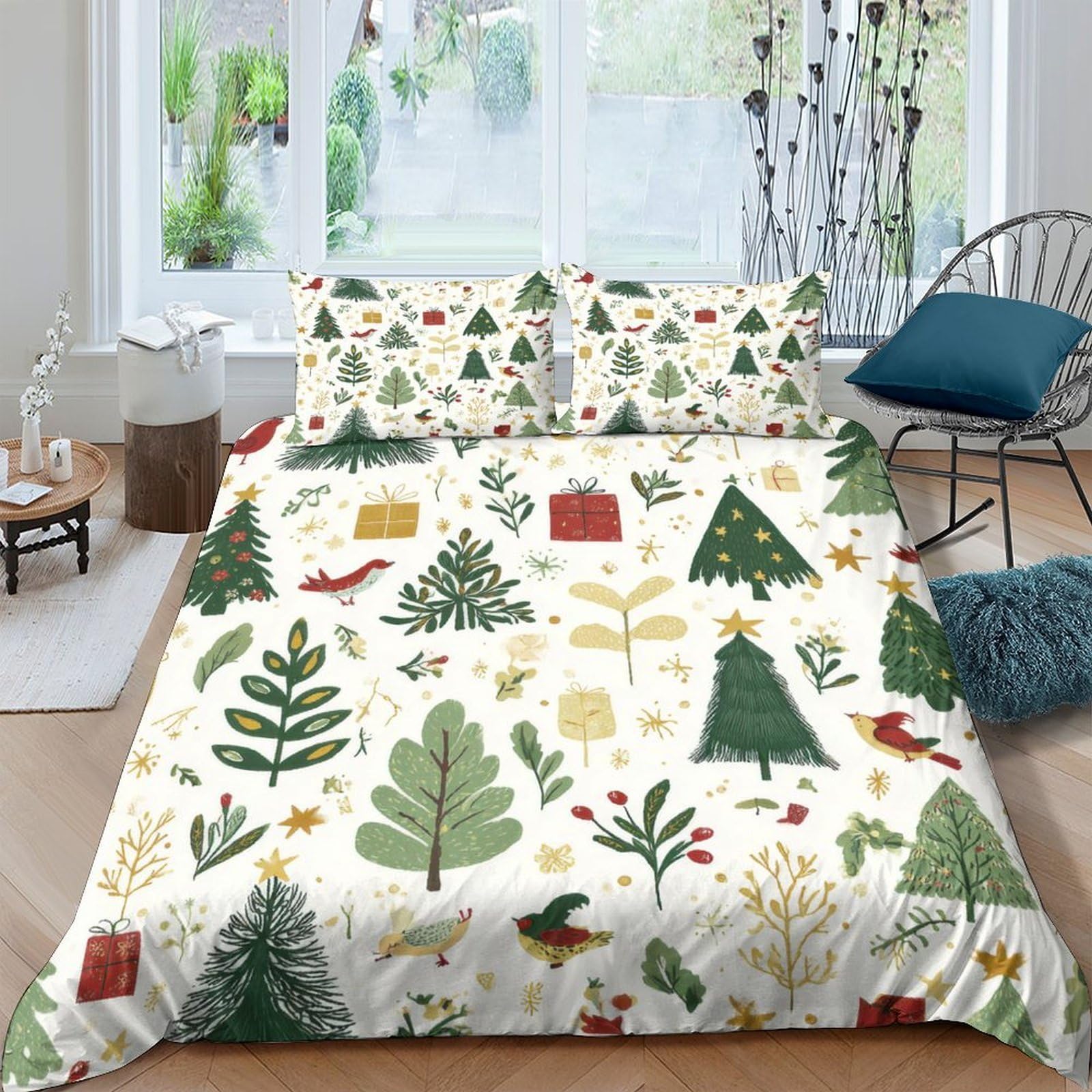 Ctjqhvkz Style-10 3D Printed Forest Tree Leaves Fitted Sheet Microfiber Soft Non-Slip Woodland Gifts Bed Cover For Bedroom Home Decor Single（135X200cm）