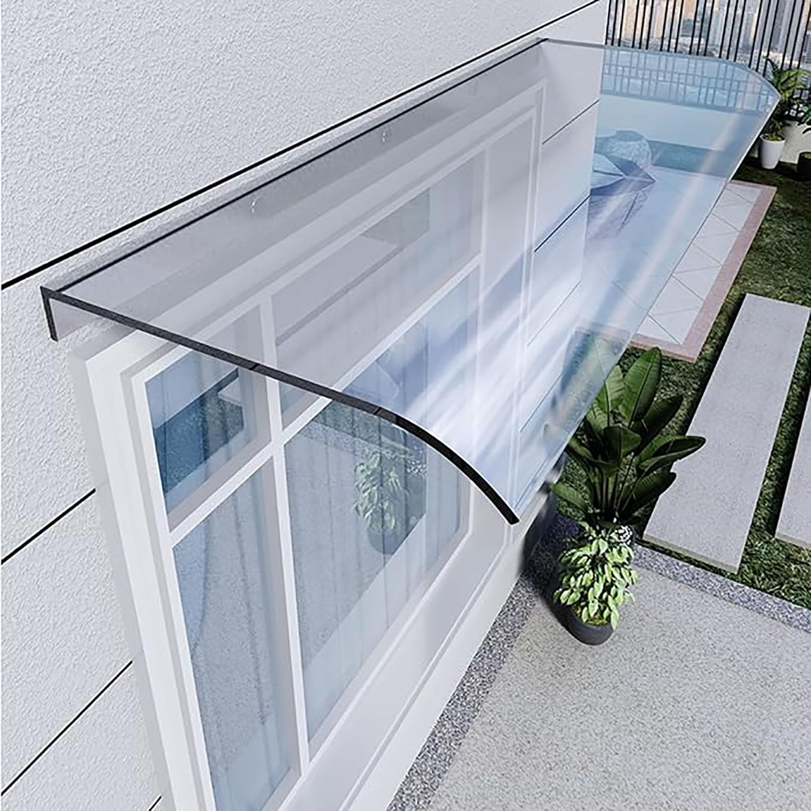 Outdoor Türvordach Sonnen- & Regenschutz Markise für Haustüren Transparent Polycarbonat Dachüberstand Verschiedene Größen (40x170cm/16x67) Langlebig & 