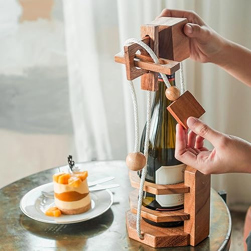 Miniatura 20 de BSIRI Think for Bottle Puzzle Challenging Brain Teaser y Holder Game Almacenamiento funcional Ideal para amantes de las botellas y regalos