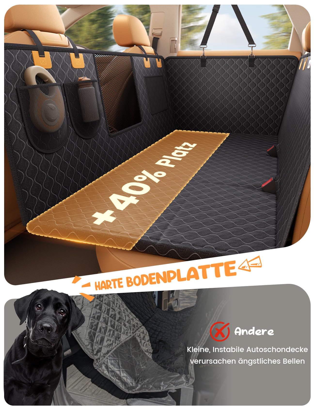 Lamicall Hundedecke Auto Rückbank, Autoschondecke Hund - [TOP Reißfestigkeit] Wasserdichte Hundematte Rücksitz mit 195kg Tragkraft, Kratzfeste Haustier Schutzmatte für Autositz, Für Autos & Kleine SUV