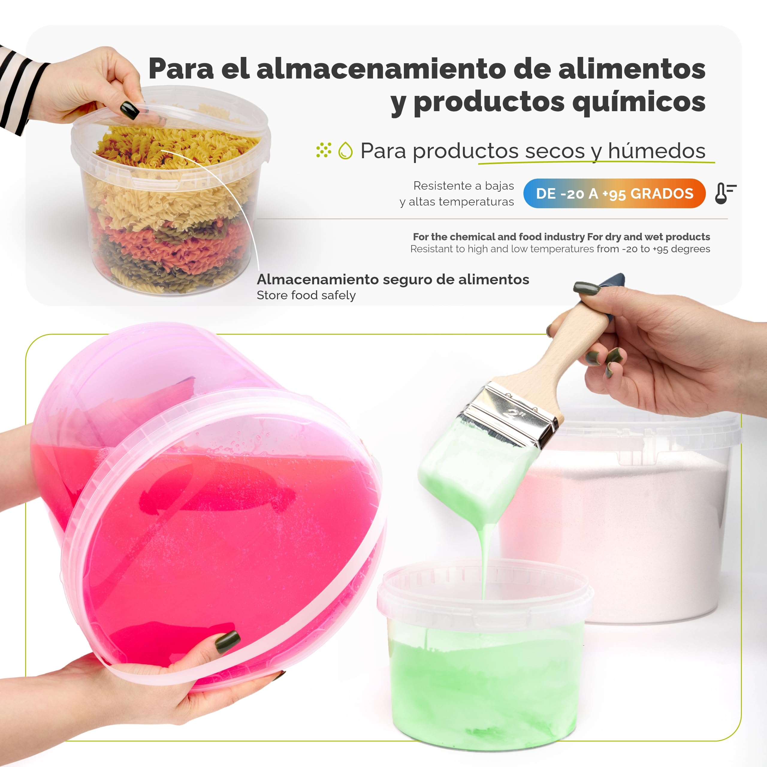 Garronda Cubo con Tapa 10 L 10 Piezas Transparente GD-0072 | Para el Almacenamiento de Alimentos y Productos Químicos