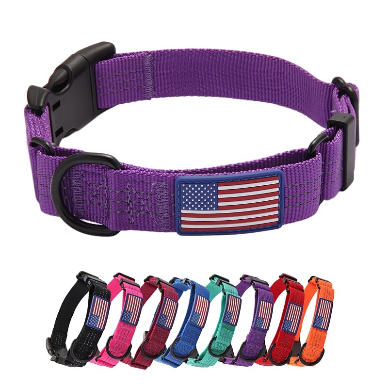 Coleira Martingale para Cães em Nylon com Fivela de Engate Rápido e Faixas Refletivas Yunleparks Purple, Medium, 1 unidade