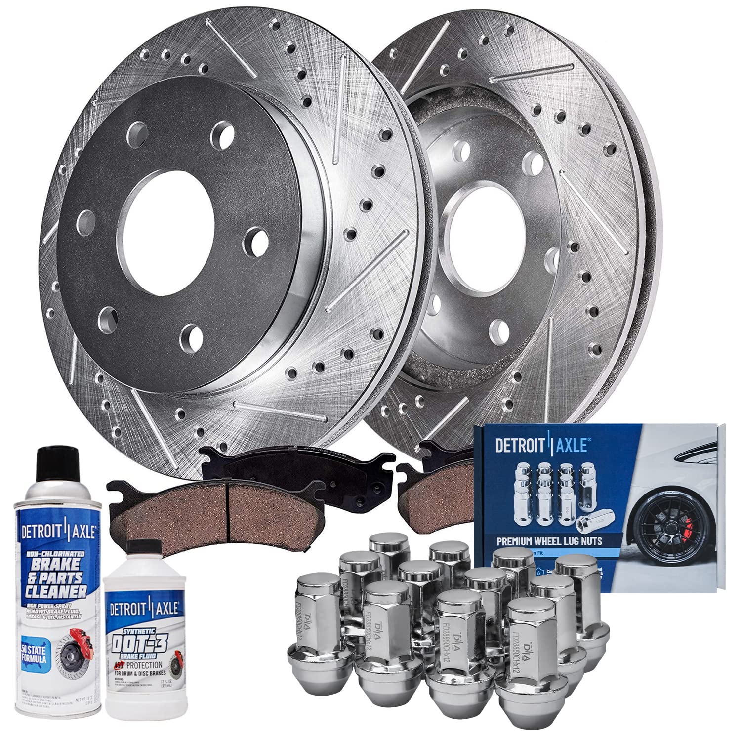 Detroit Axle - 4WD Front Brake Kit for Ford F-150 Lincoln Mark LT [6 Lug]