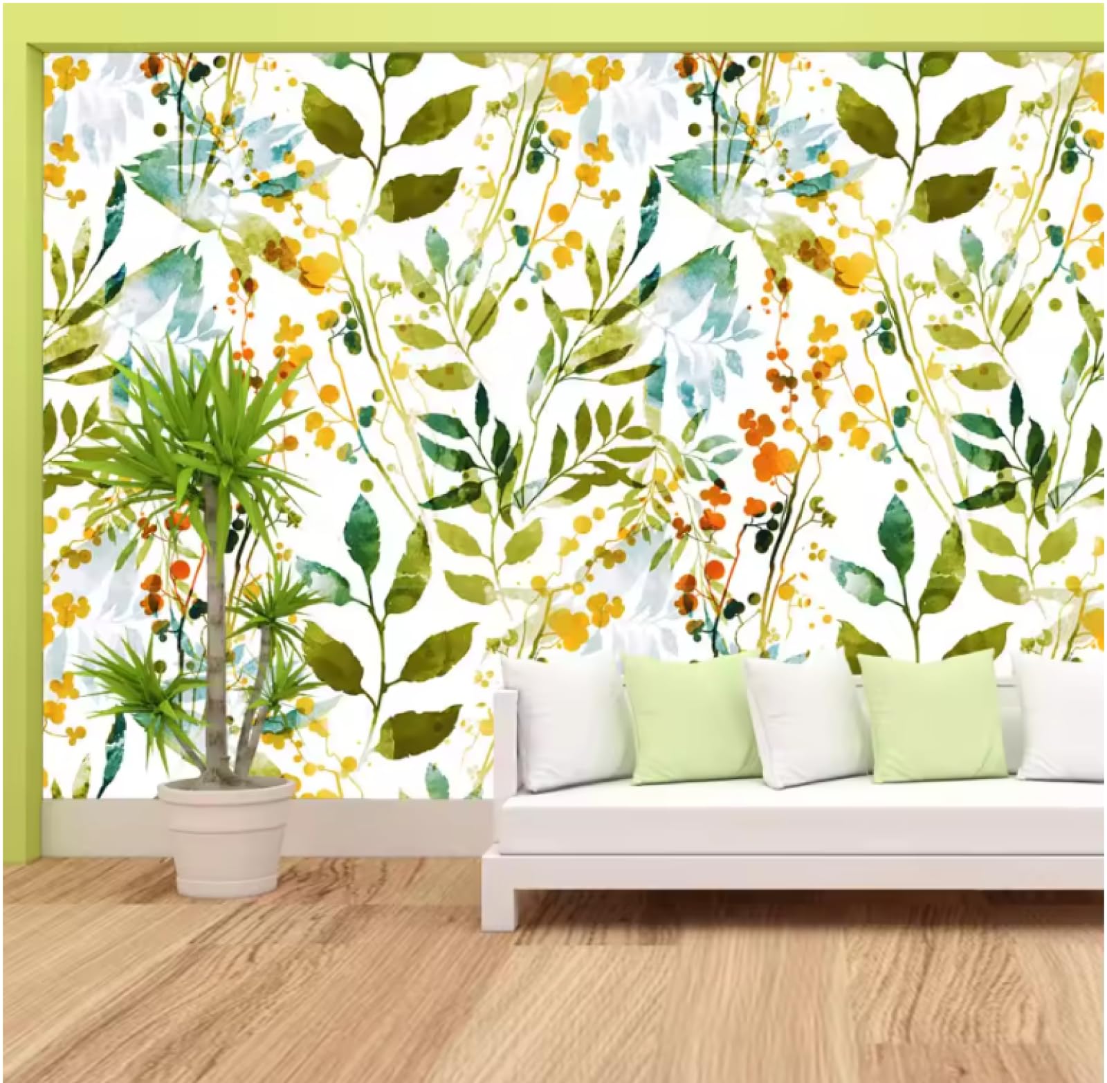 Tapety wystrój domu salon dekoracja zielony liść murale ścienne 3D tapeta, 3D, 250 x 175 cm