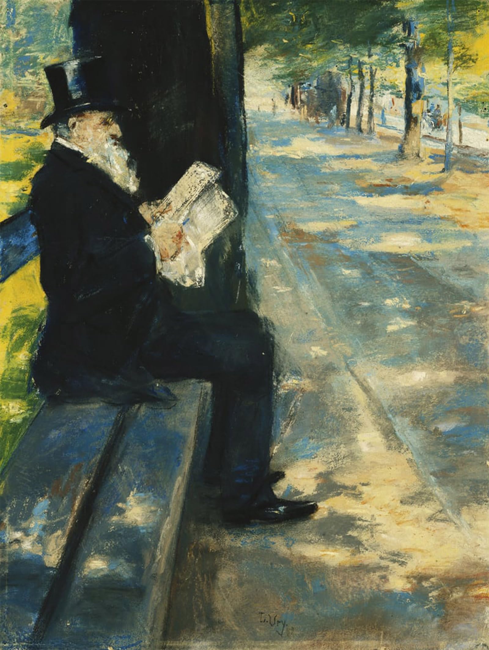 SERENDIPITP Vintage Picture Print on Canvas Wall Art Poster Gentleman in the Park by Lesser Ury Artwork Print Poster for Wall Decor 60x90cm