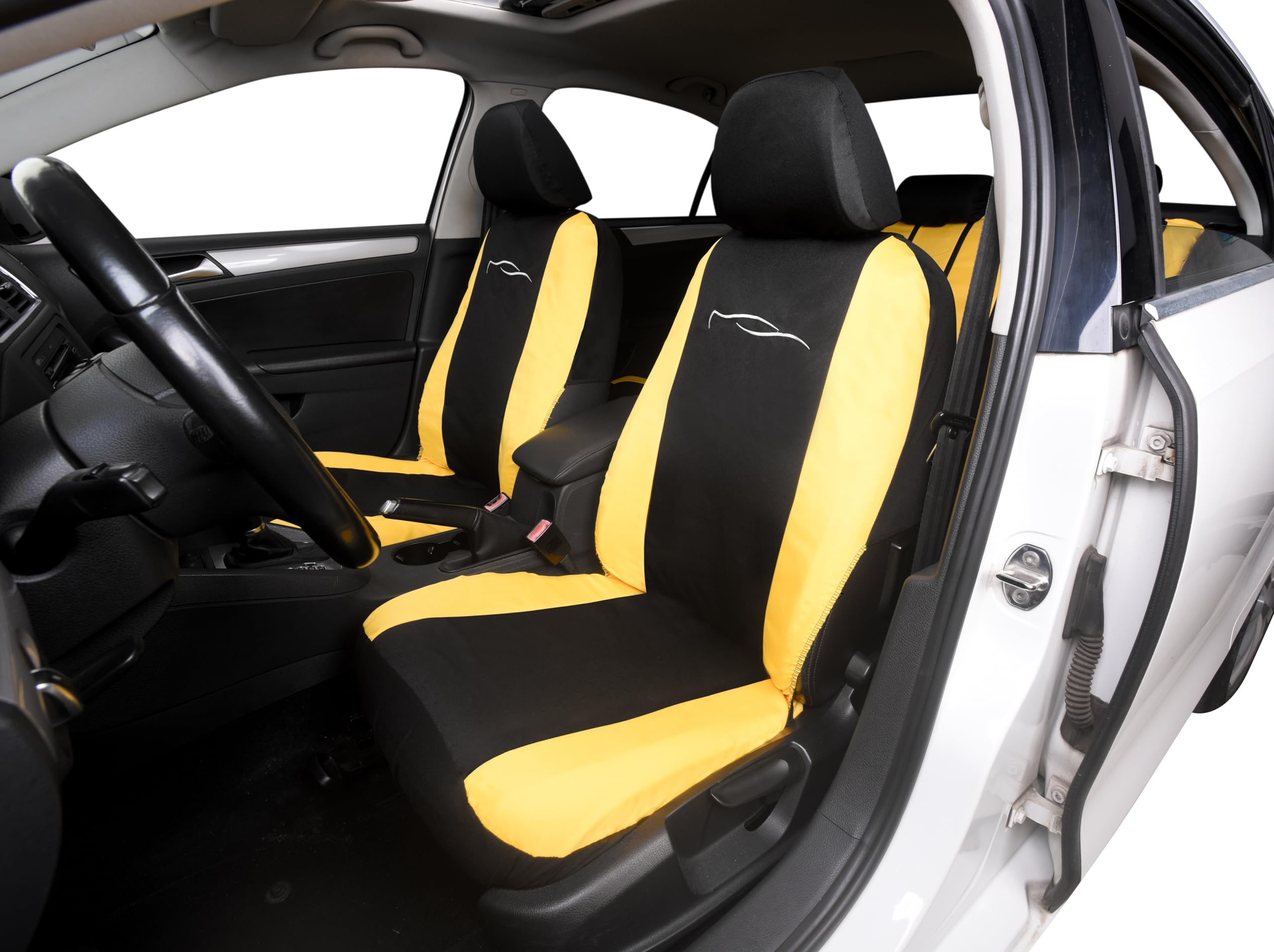 Rebeca Shop Coprisedili per auto universali - Racing LS01 - schienali posteriori con 2 zip - airbag compatibili, 210 Gabardine (Nero, Posteriori in tinta con anteriori)