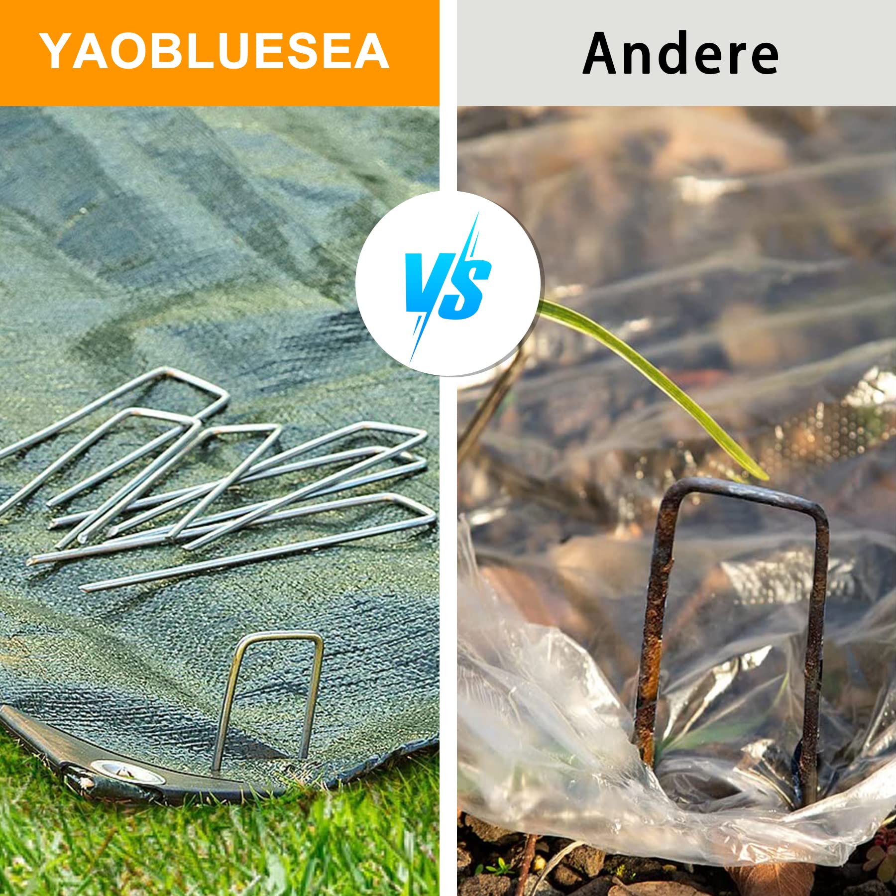YAOBLUESEA Lot De 100 Ancres De Sol Piquets De Tente Agrafe Jardin Toile De Paillage 478998