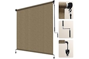 Artpuch Outdoor Roller Shade: 8' W x 6' H Charcoal Fabric Blind