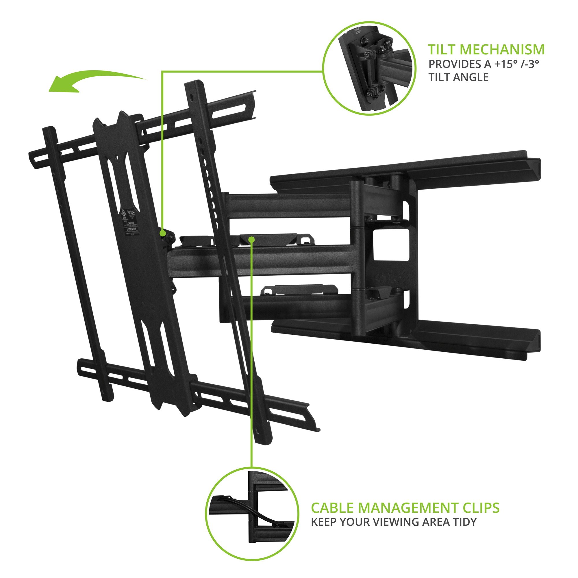 Kanto PDX680 Full Motion Articulating TV Wall Mount for 39inch to 80
