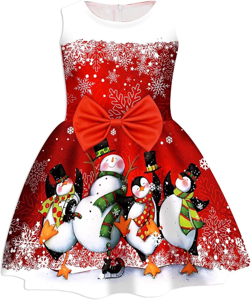 Générique Robe De Noel Fille Automne Hiver Robe Princesse Fille Ceremonie Fête Noël Robe De Soiree Chic Elegant Robe Enfant Fille Sans Manches Deguisement Noel Enfant Cadeaux Noël Fille