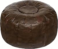 Vista 10 de Thgonwid - Puf de almacenamiento sin relleno marroquí con reposapiés otomano de asiento hecho a mano con cuero sintético, bolsa de frijoles, silla