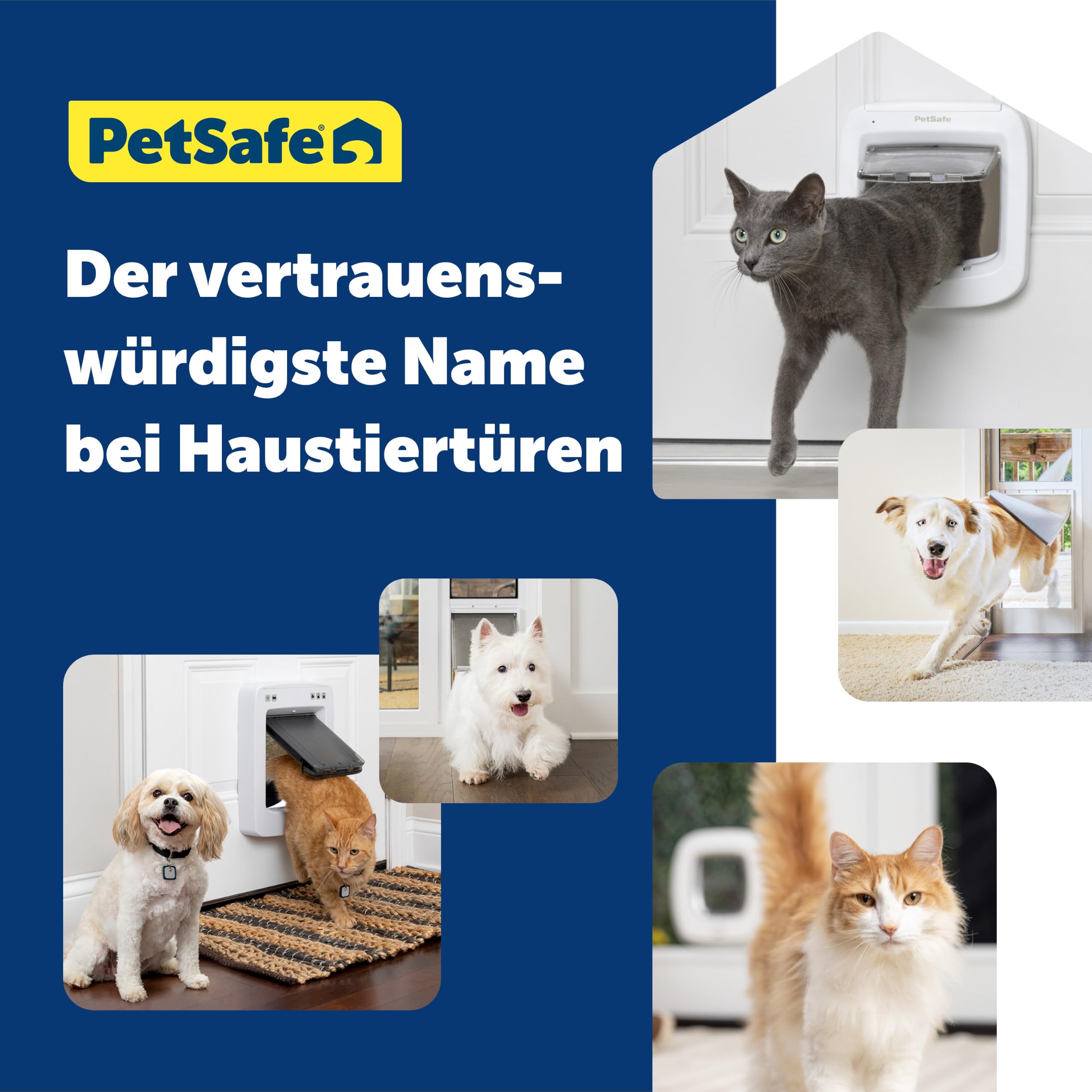 PetSafe - Mikrochip-Katzenklappe - Außen- oder Innentür für Katzen - RFID-Zugang für bis zu 40 Haustiere - 4 Verschlussoptionen, Wetterfest, Einfache DIY Montage - Weiß