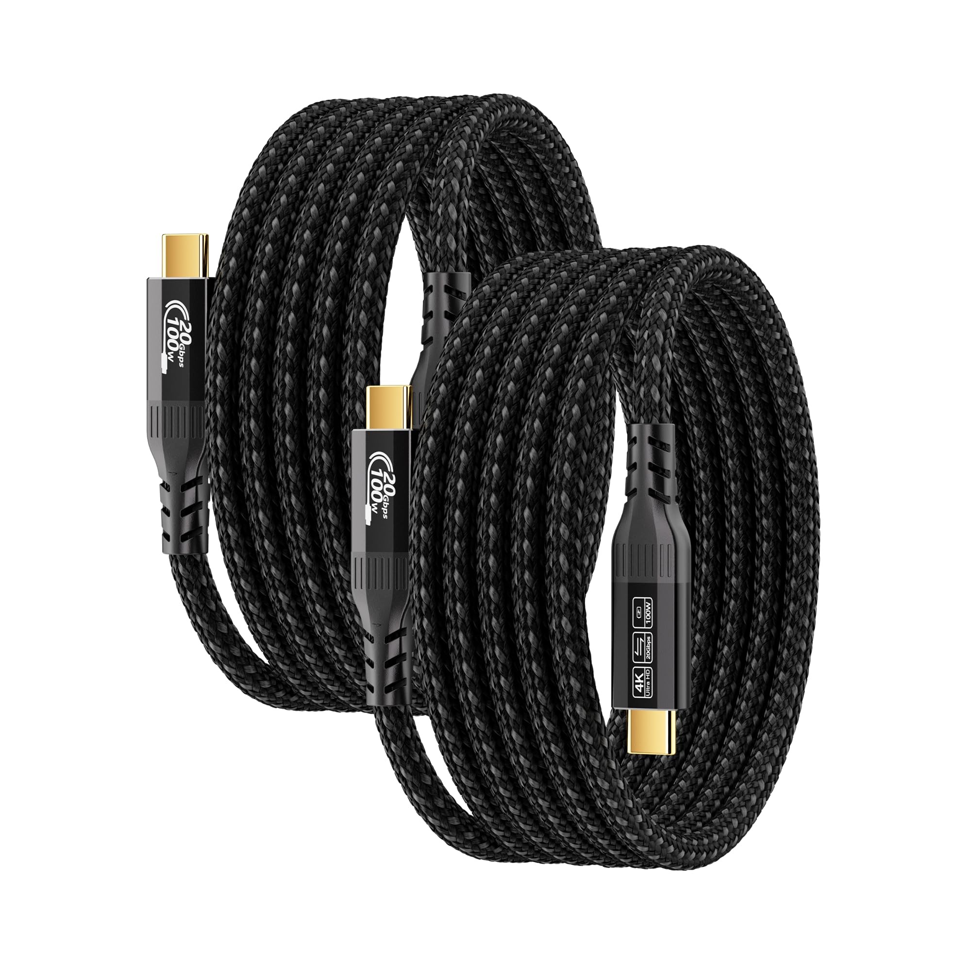 Cavi USB C da 3 m, lunghezza 3 m, compatibili con Thunderbolt 4/3, USB 3.2 Gen 2 20 Gbps ad alta velocità, ricarica rapida da 100 W e cavo video USB C 4K a 120 Hz per monitor, cavo di