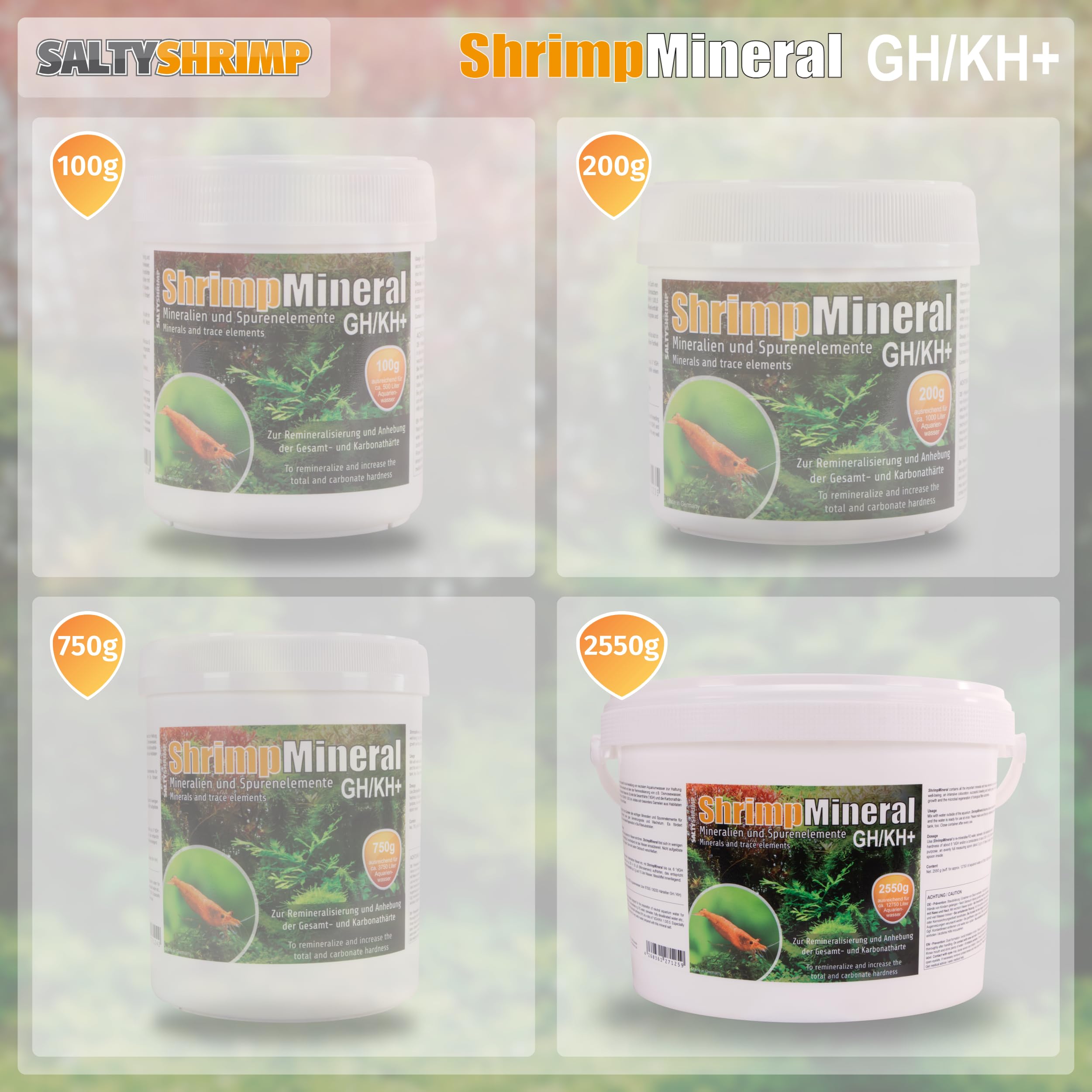 Shrimp Mineral GH/KH+ | 2,55 KG/ 2550g - Sale minerale. Sviluppato appositamente per il mantenimento e l'allevamento dei gamberetti. Per l'acqua neutra e la remineralizzazione