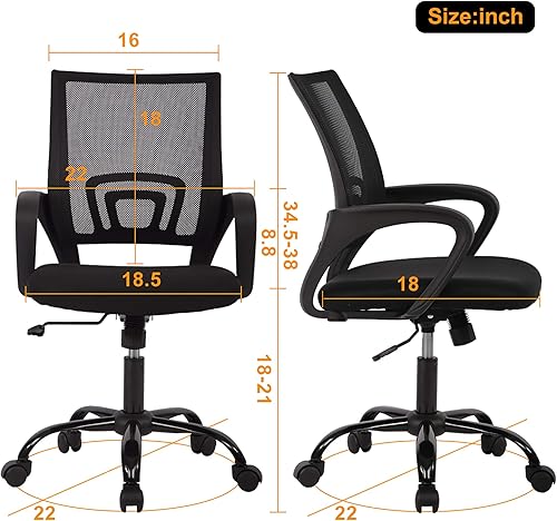 Miniatura 3 de Silla para escritorio, silla de oficina de malla, silla de escritorio de computadora, silla rodante, altura ajustable y silla de oficina giratoria
