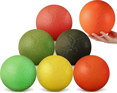 Foilswirl Pelotas inflables de 8.5 pulgadas coloridas y redondas para niños y adultos, tamaño oficial para dodgeball, balonmano, campamentos y