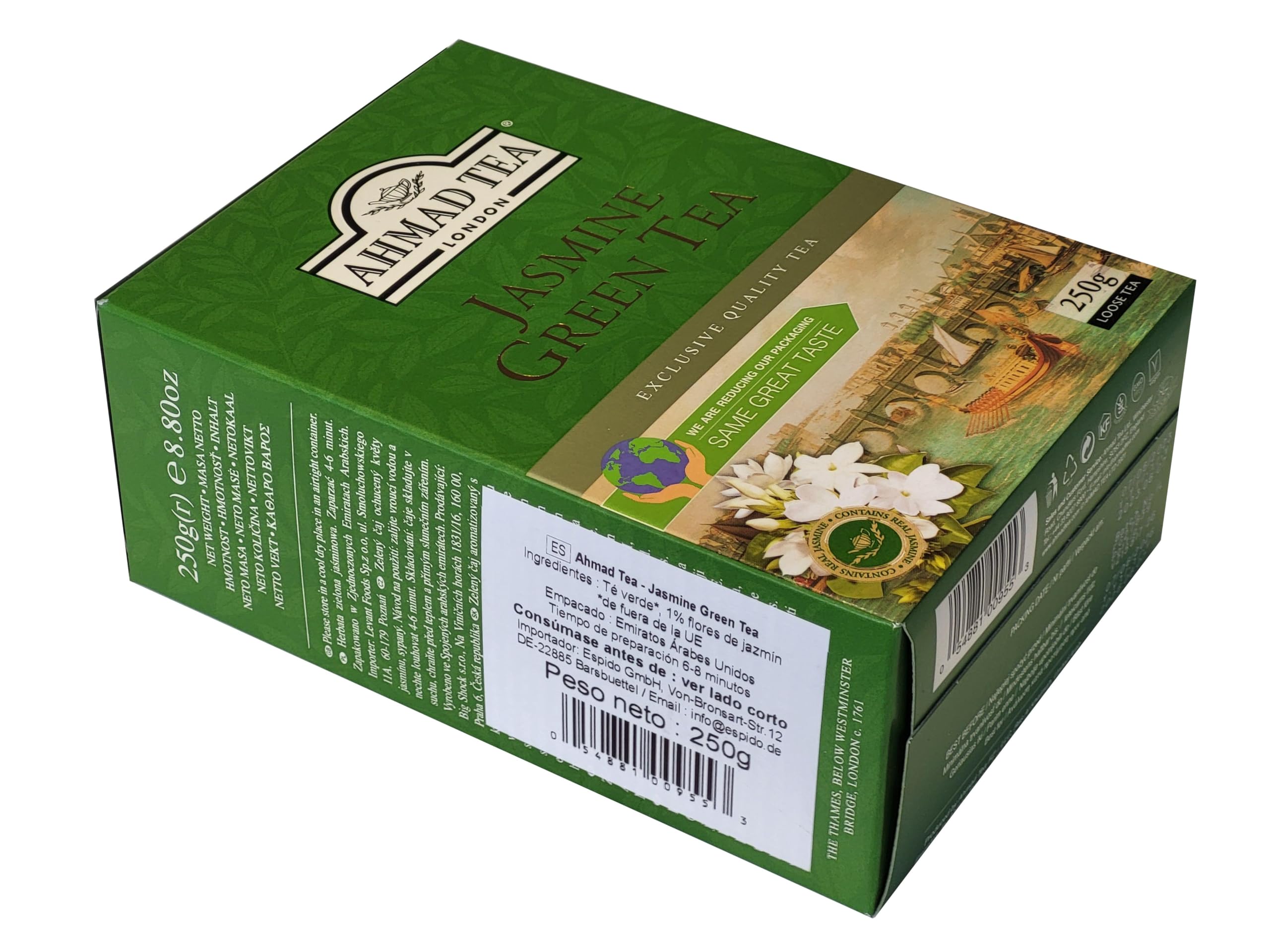 Ahmad Tea – Jasmine Green Tea - Té verde con flores de jazmín - 250 g de té suelto