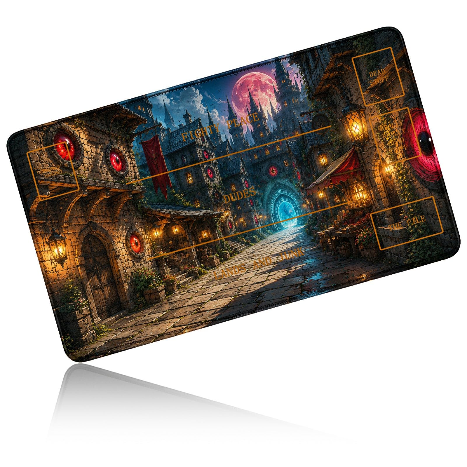 Dikoer for MTG/TCG Playmat w/Zones Commander Deck Mat, Magic Eye Town