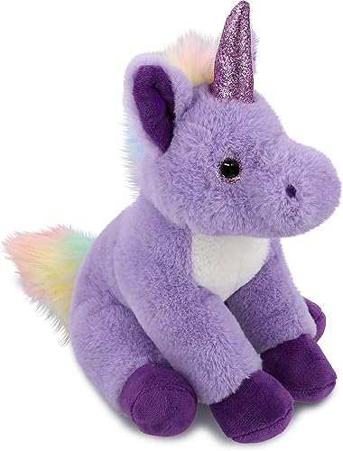 DolliBu Peluche de unicornio morado – Unicornio suave para abrazar, adorable juguete de peluche de unicornio para jugar, lindo regalo de fantasía