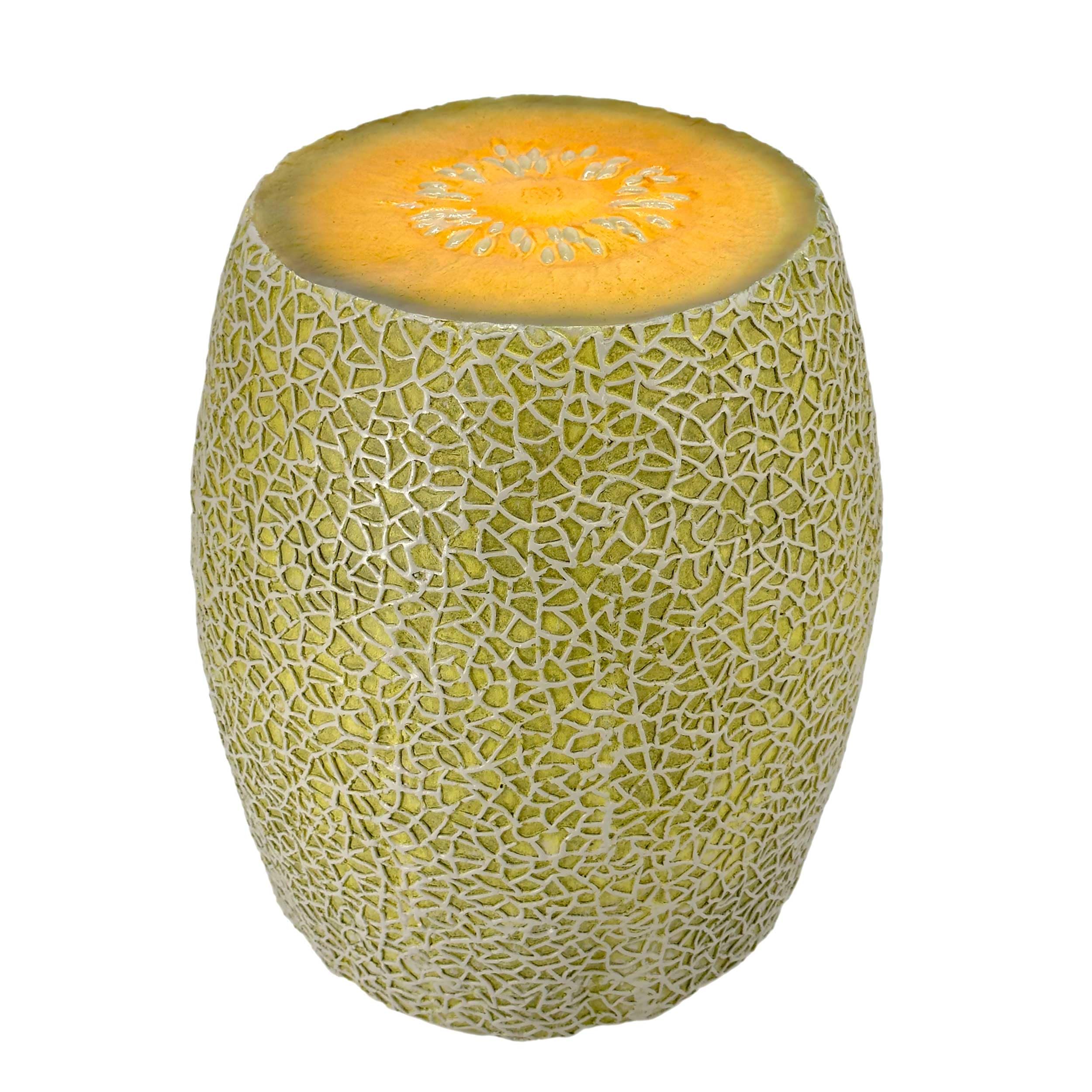 Galt International 18" Cantaloupe Friut Stool Polyresin Side Table Home Decor Plant Stand Garden Indoor Outdoor Decorations