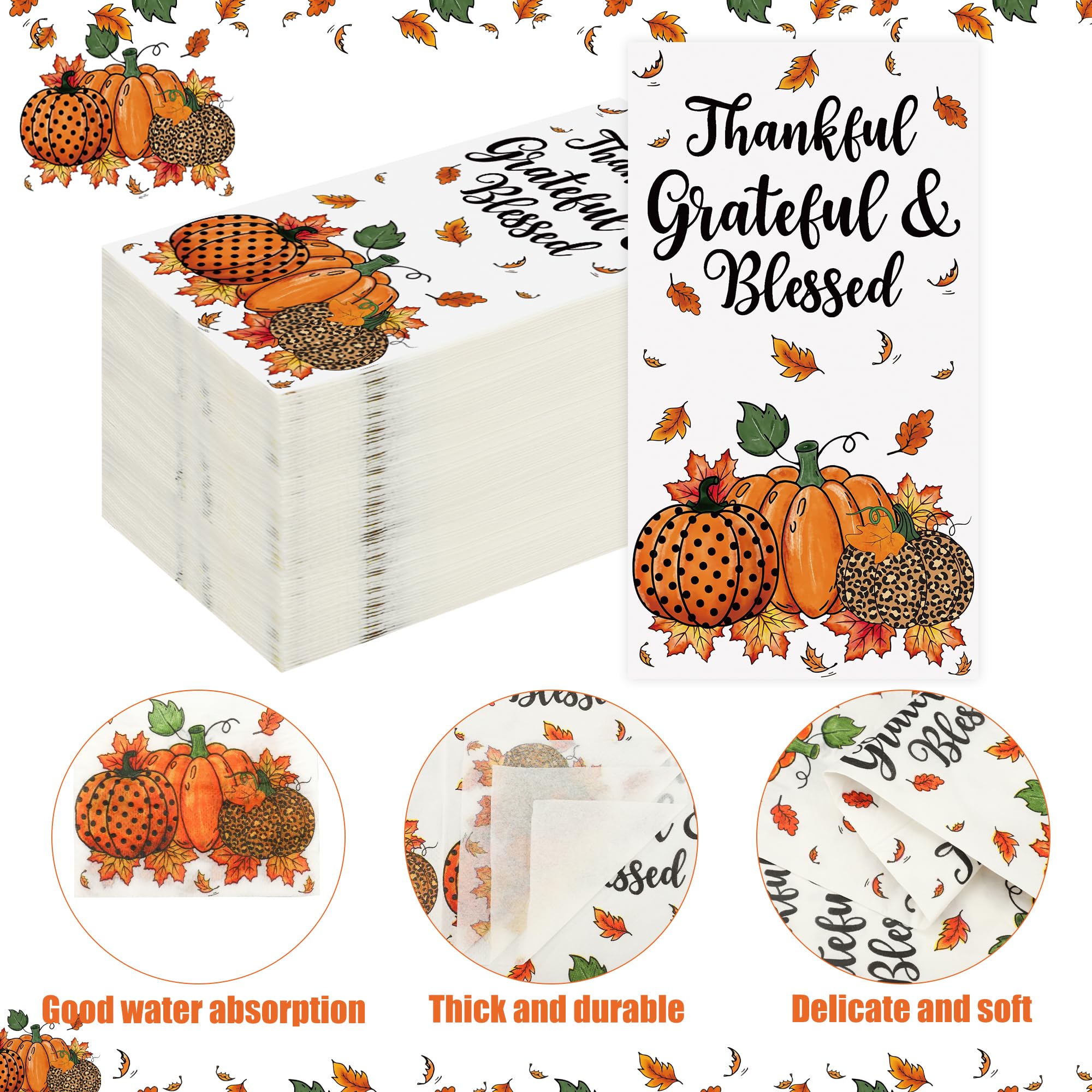 50 tovaglioli di carta usa e getta a 3 strati con zucca e foglia d'acero, per festa del Ringraziamento, raccolto autunnale, cena a casa, cucina, vacanze, feste, 50 pezzi